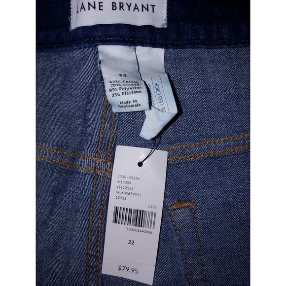 🔥 NWT Lane Bryant stretchy mid-rise wide leg Crop denim jean Capri - Picture 2 of 7